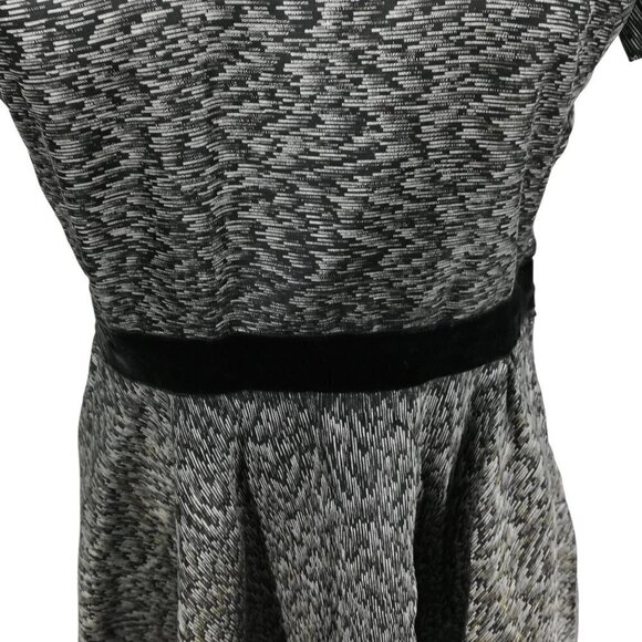 Vintage 50s Pinup Metallic Fit & Flare Dress Size S? Silver Black Party A-line - Picture 8 of 11